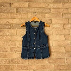 american eagle button front denim vest top